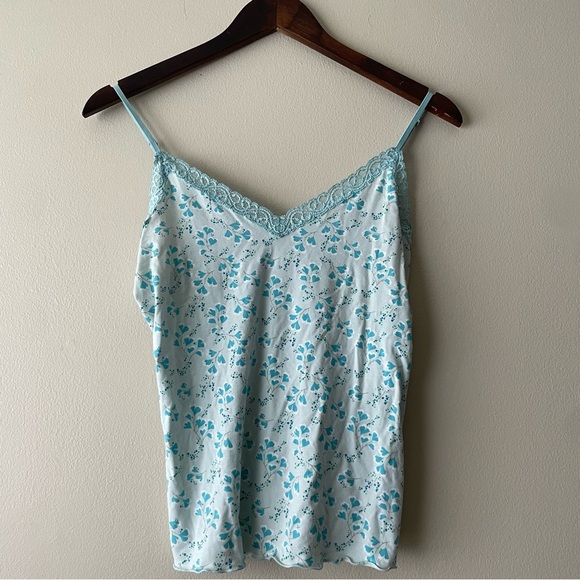 GAP BODY Y2K Lace Trim Lettuce Hem Floral Cami with Adjustable Straps - Picture 1 of 7